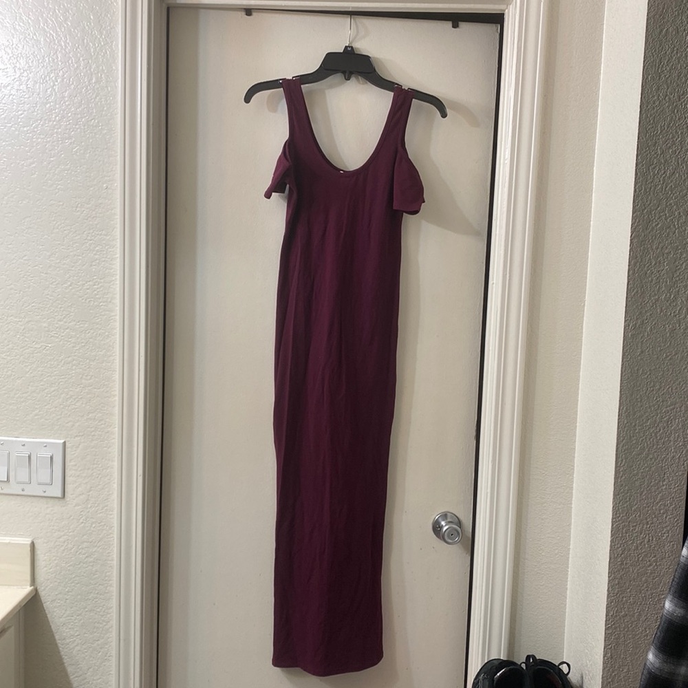 Purple off the shoulder dress